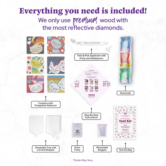 Coasters - Cats - Diamond Art Club DIY Kit