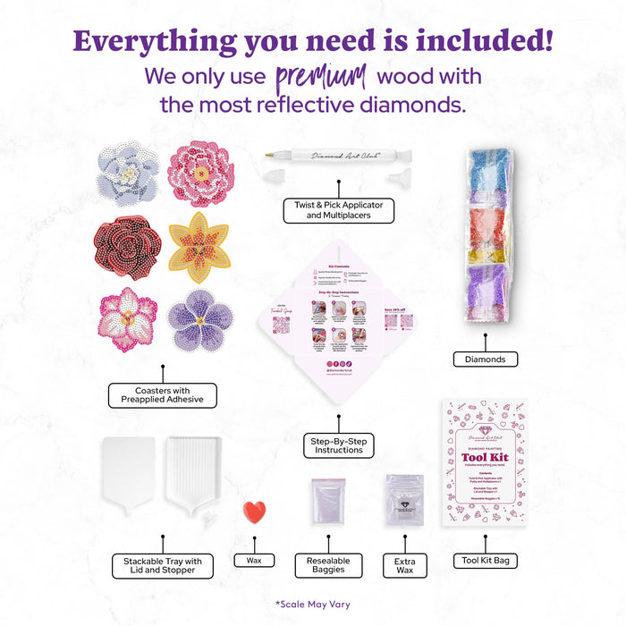 Coasters - Spring Blossom - Diamond Art Club DIY Kit
