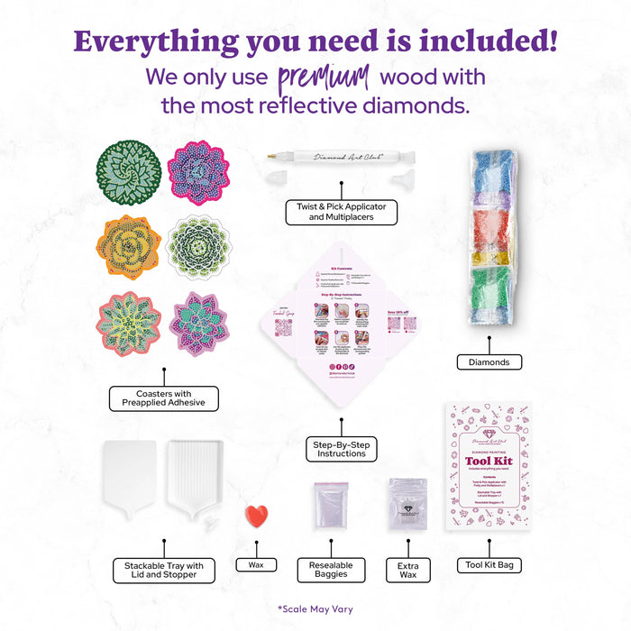 Coasters - Succulents - Diamond Art Club DIY Kit