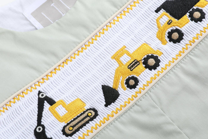 Construction Smocked Overalls: 12-18M