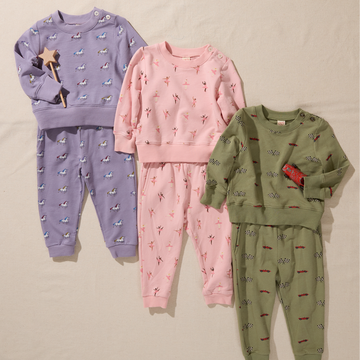 Coop Kids by Pink Chicken Baby Jax Jogger Set in Rainbow Unicorns