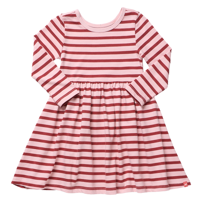 Coop Kids by Pink Chicken Sunny Dress in Pink/Burgundy Stripe