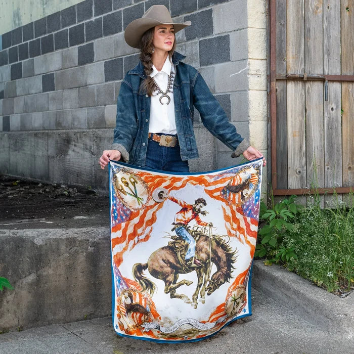 Cowboy Country Patriotic Wild Rag Silk Scarf Bandana