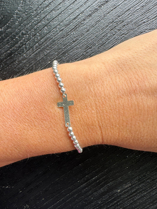 Cross Silver Bracelet | Waterproof