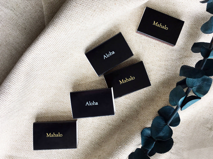 Custom Text Foil Embossed Matchbox: Terracotta on White
