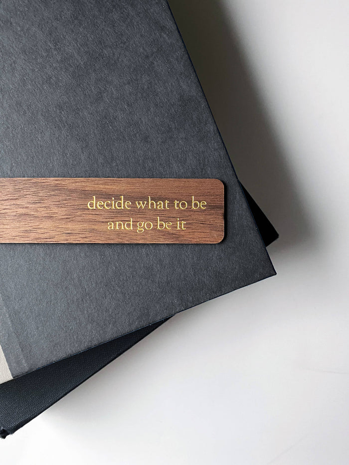 Custom Text Foil Embossed Wooden Bookmark: Gold / Evergreen