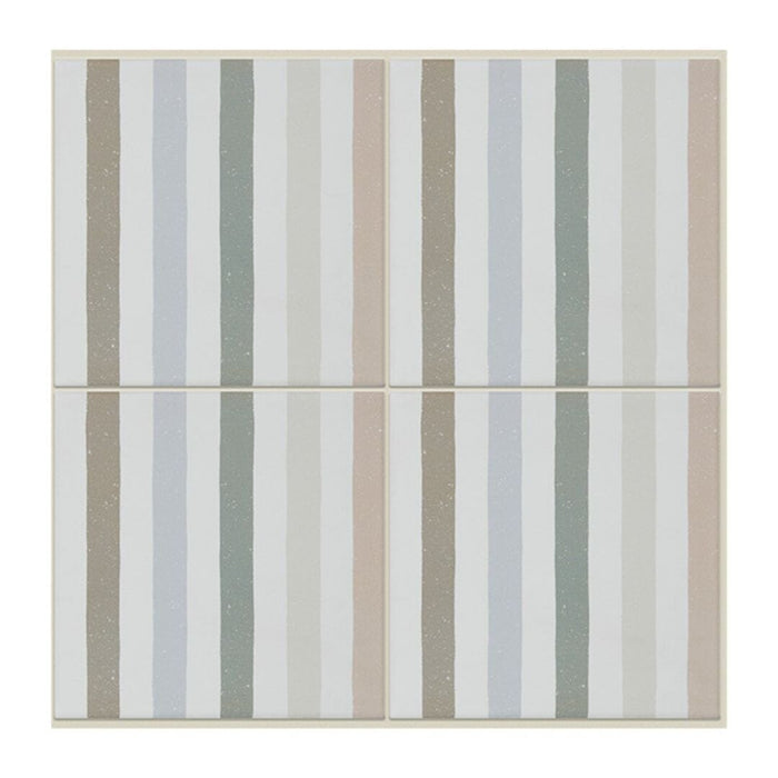 Striped pattern tile with vertical lines in various colours on a white background