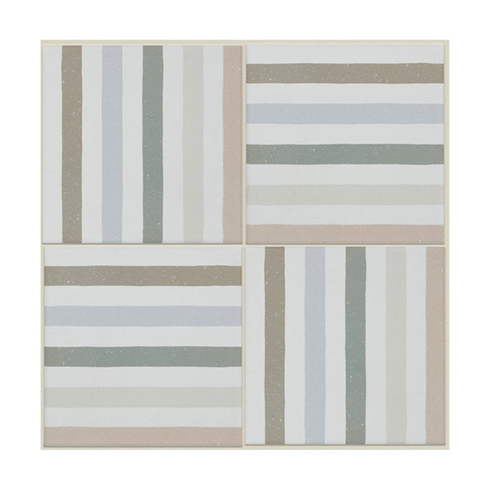 Tiles with horizontal stripes in neutral colours.