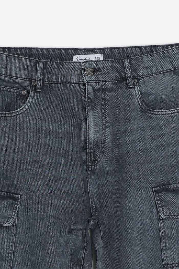 DENIM CARGO BAGGY GRIGIO
