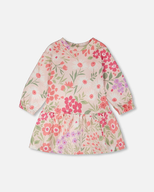 Deux Par Deux French Terry Dress in Pink Meadow