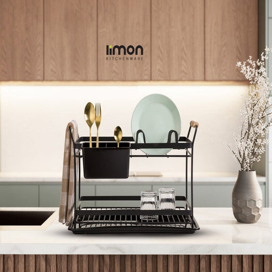 DISH RACK WITH WOODEN HANDLES 2 FLOORS