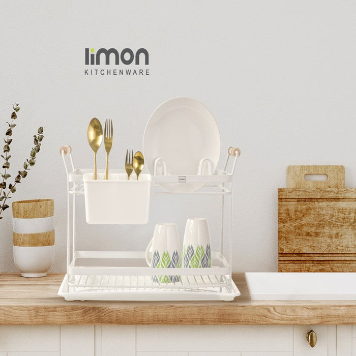 DISH RACK WITH WOODEN HANDLES 2 FLOORS