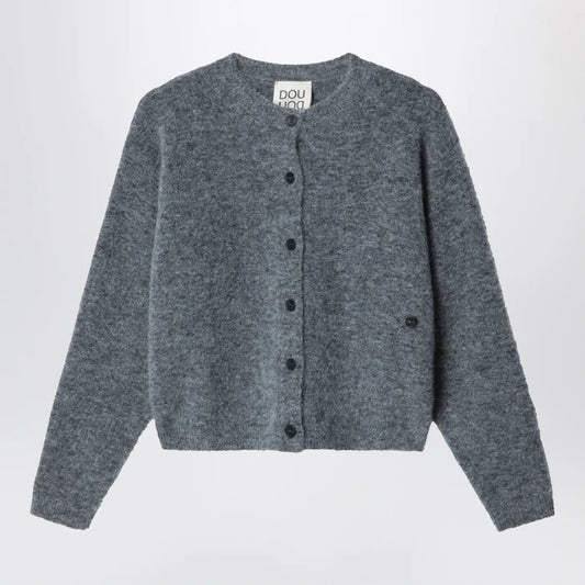Douuod - Grey mélange alpaca-blend cardigan Brand 8Y
