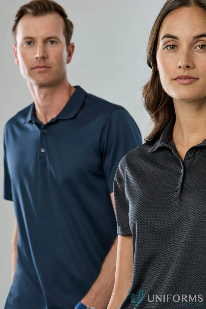 Echo Polo two collared polo shirts made from recycled polyester for workwear uniforms