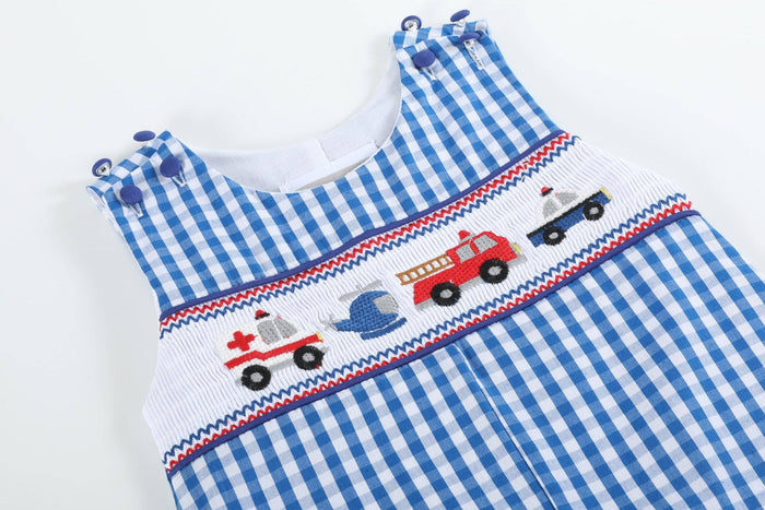 Emergency Vehicle Smocked Overalls: 18-24M