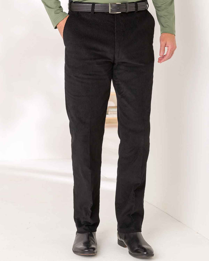Expandaband Needlecord Trousers - Black - Country Collection