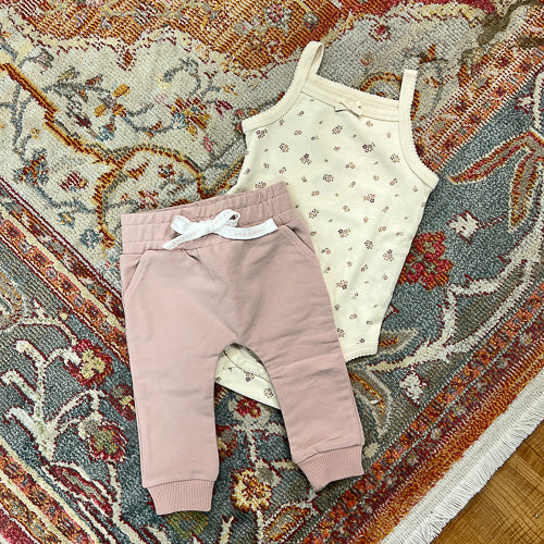 Floral Onesie & Cuffed Pants