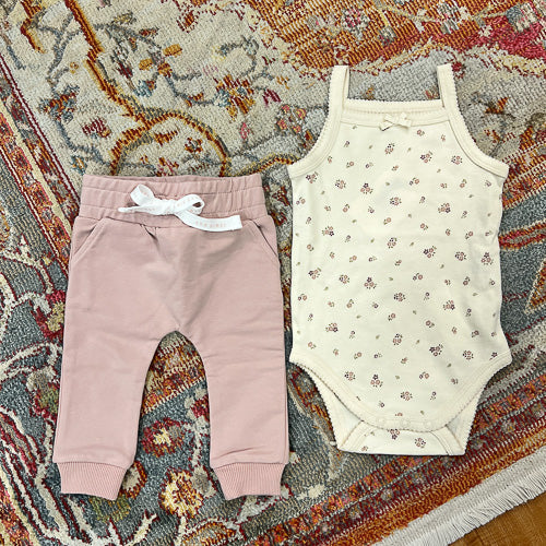 Floral Onesie & Cuffed Pants