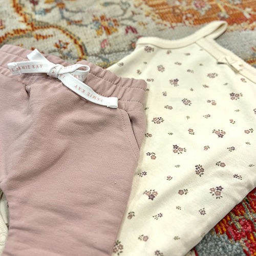 Floral Onesie & Cuffed Pants