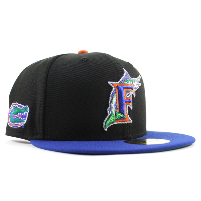 Florida Marlins x Florida Gators New Era 59Fifty Fitted Hat (Black Royal Blue Green Under brim)