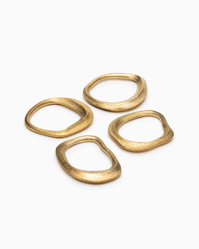 Flow Napkin Rings - Set of 4 Brass