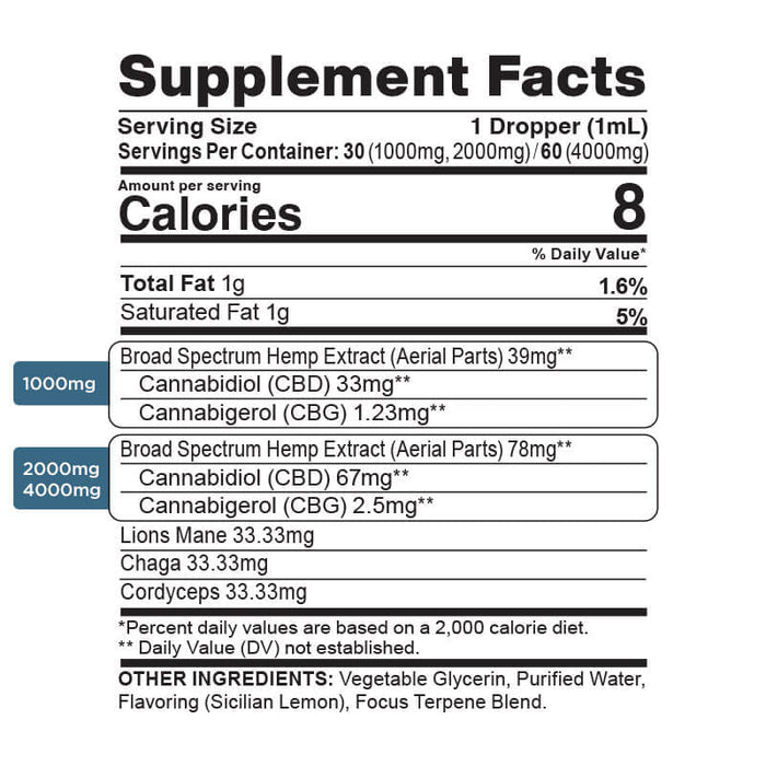Focus Blend Mushroom Tincture + CBG + CBD