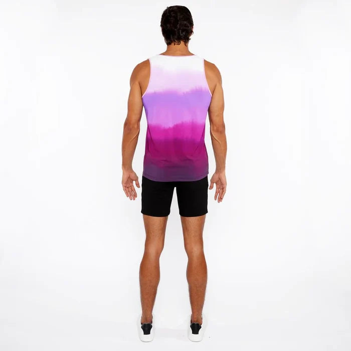 Fuchsia Gradient Printed Stretch Mesh Tank Top St-11138