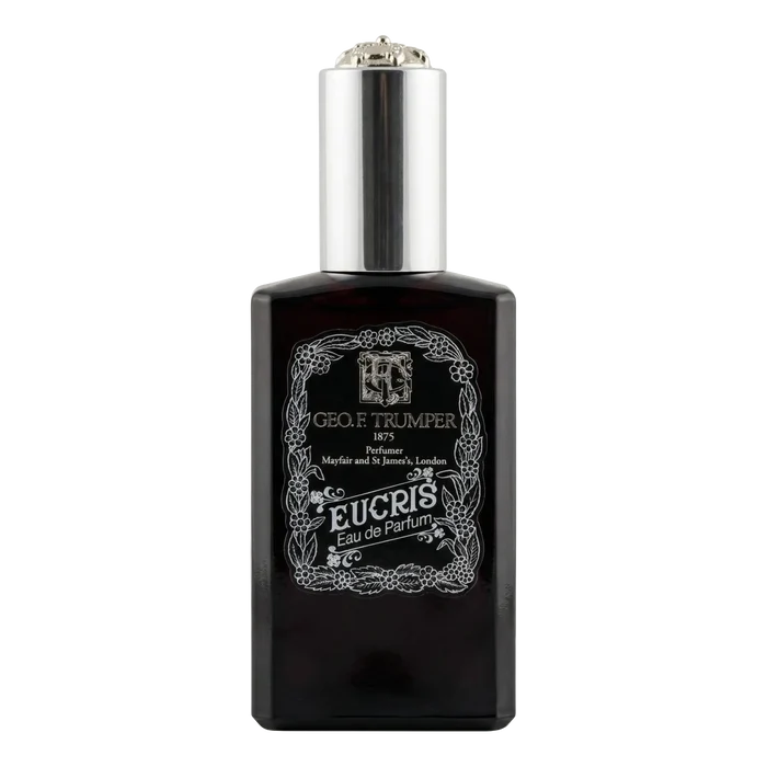 Geo F. Trumper Eucris Eau de Parfum flaske med sølvkork og inngravert etikett