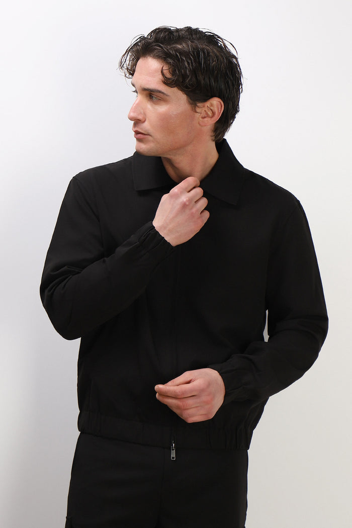 GIUBBOTTO BOMBER COLLO CAMICIA NERO
