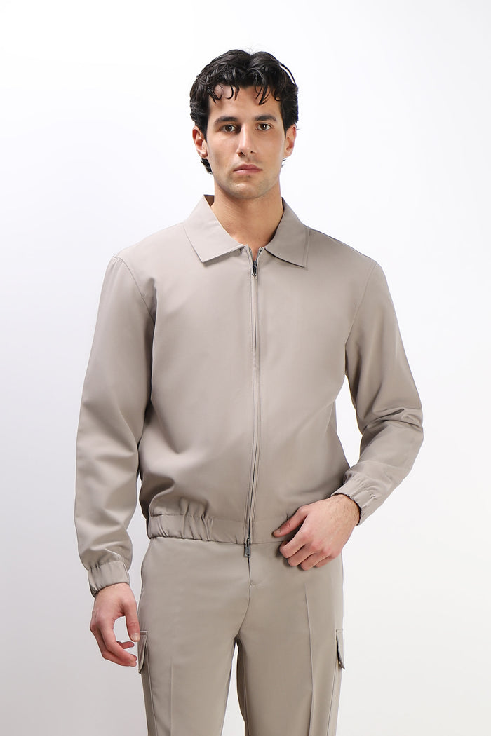GIUBBOTTO BOMBER COLLO CAMICIA SABBIA