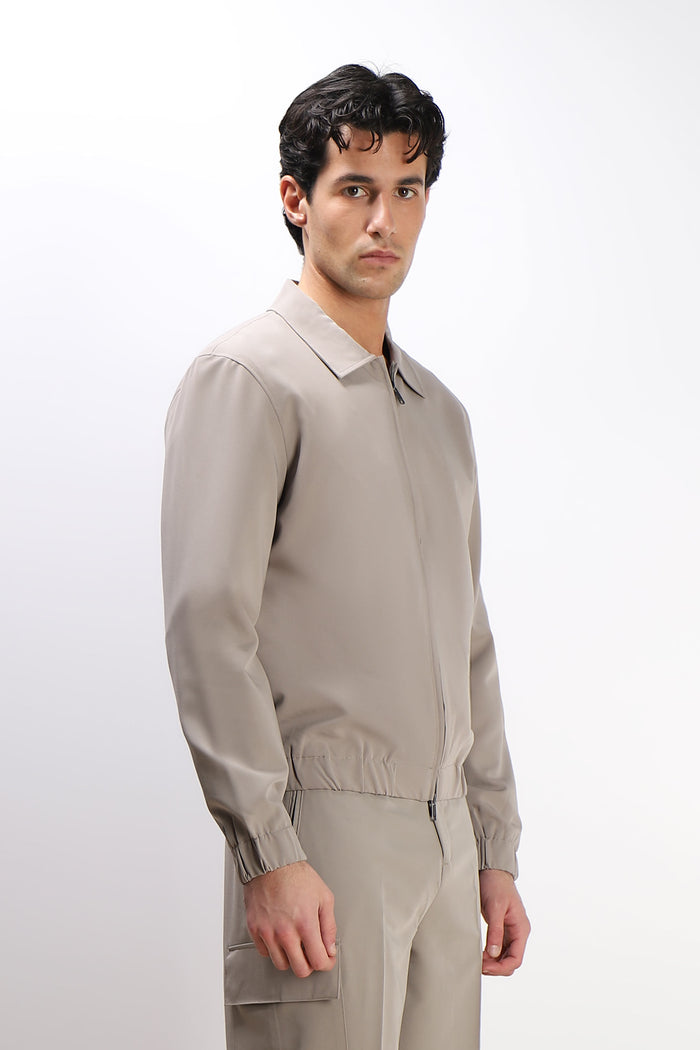 GIUBBOTTO BOMBER COLLO CAMICIA SABBIA