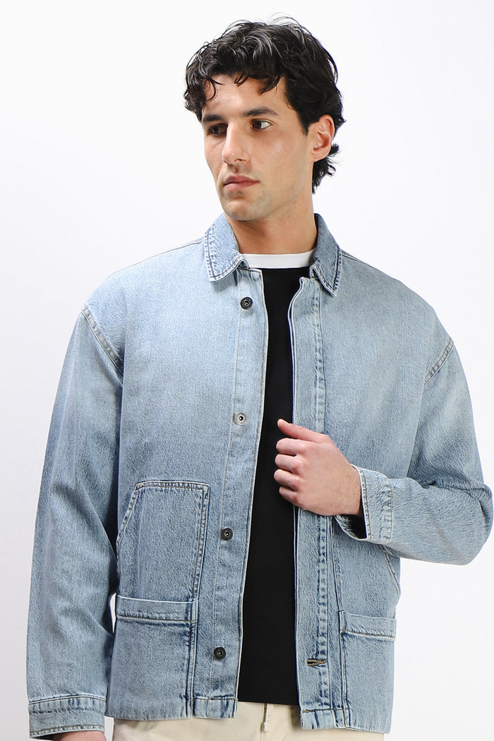 GIUBBOTTO OVERSHIRT DENIM CELESTE
