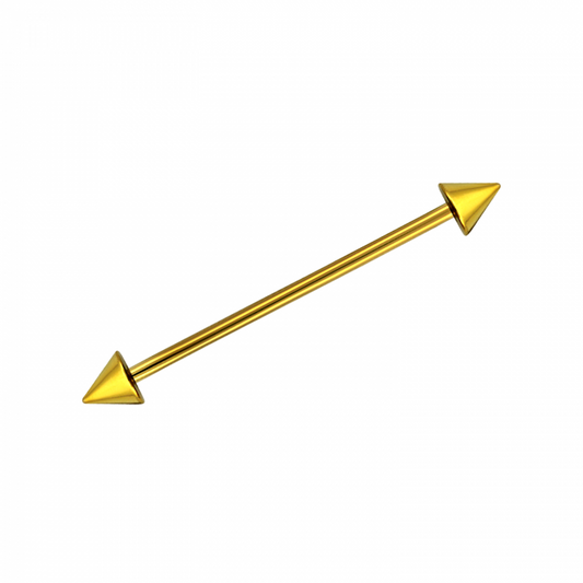 Gold Spike Industrial Bar 35mm / Surgical Steel / Gold Barbell