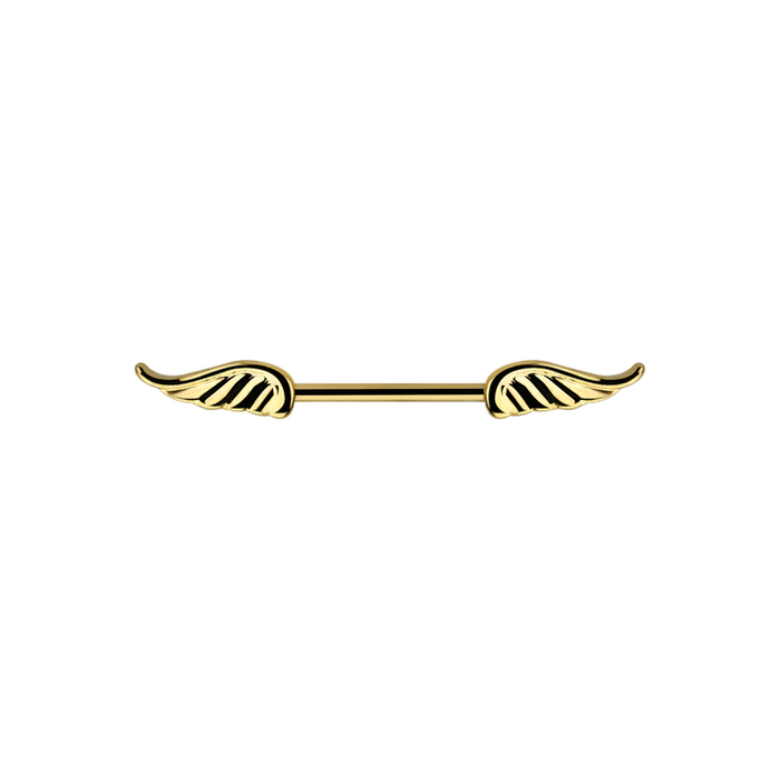 14g Gold Wing Nipple Bar 12mm / Surgical Steel / Gold Barbell
