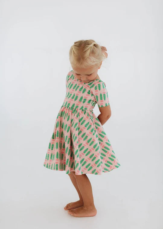 Good Apples Twirl Dress in Pink Tulips