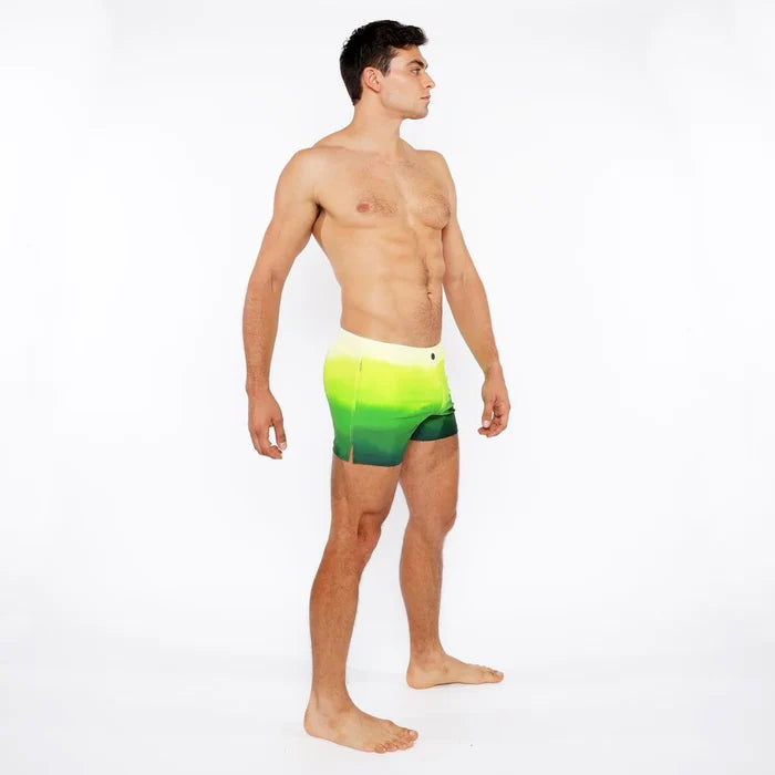 Green Gradient Printed Swim Short W/Mesh Brief Lining St-8024-05