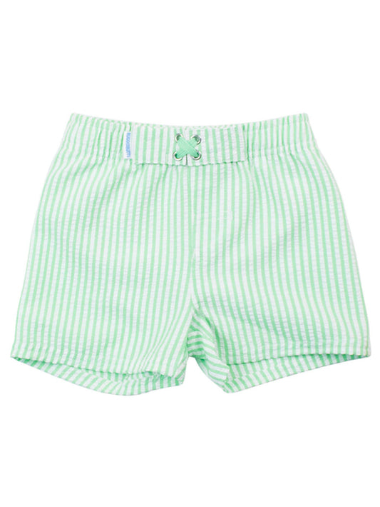 Green Seersucker Swim Trunks