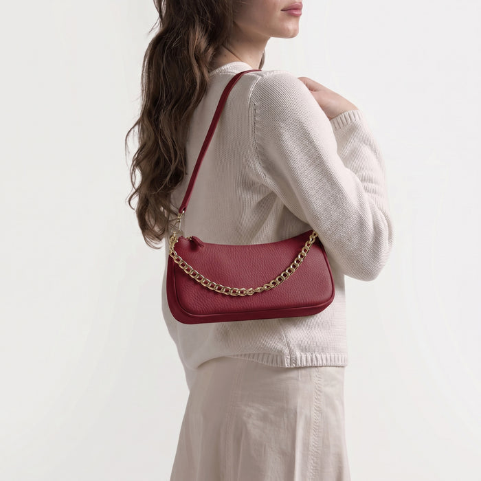 Greta Chain Small Pochette Garnet Red