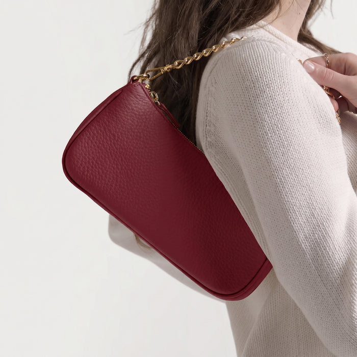 Greta Chain Small Pochette Garnet Red