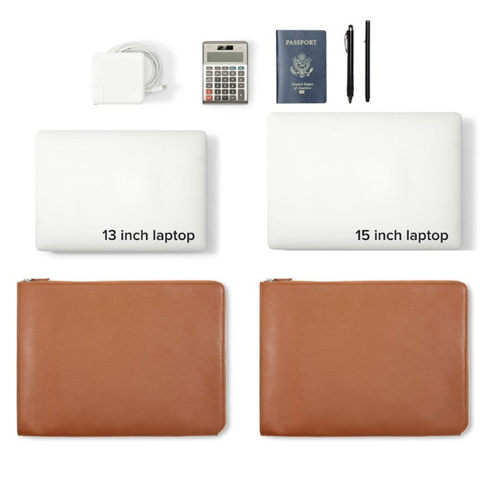 Gusseted Document and Laptop Holder Cognac