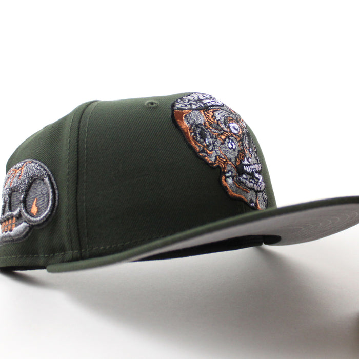 Halftime Zombie Skull Patch New Era 59Fifty Fitted Hat (Dark Green Gray Under Brim)