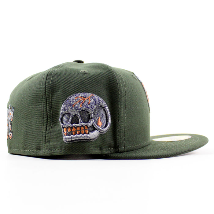 Halftime Zombie Skull Patch New Era 59Fifty Fitted Hat (Dark Green Gray Under Brim)