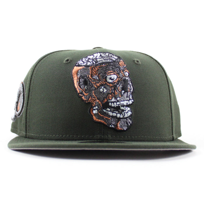 Halftime Zombie Skull Patch New Era 59Fifty Fitted Hat (Dark Green Gray Under Brim)
