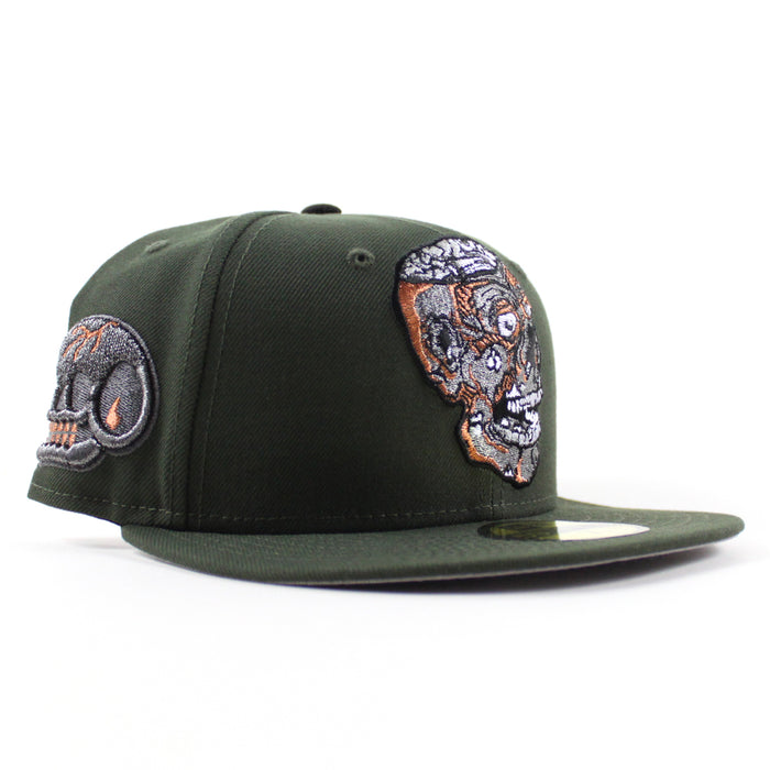 Halftime Zombie Skull Patch New Era 59Fifty Fitted Hat (Dark Green Gray Under Brim)