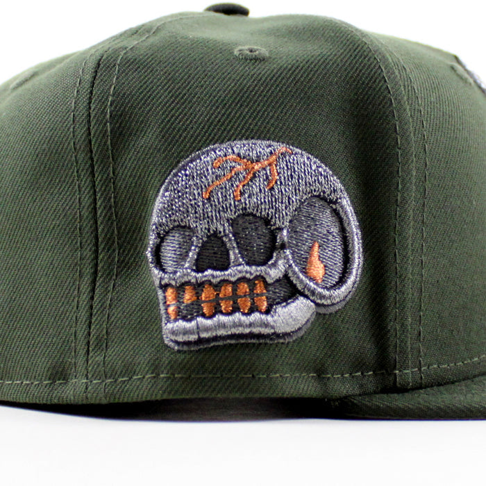 Halftime Zombie Skull Patch New Era 59Fifty Fitted Hat (Dark Green Gray Under Brim)
