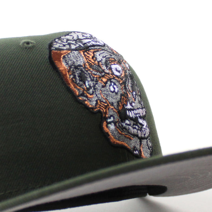 Halftime Zombie Skull Patch New Era 59Fifty Fitted Hat (Dark Green Gray Under Brim)