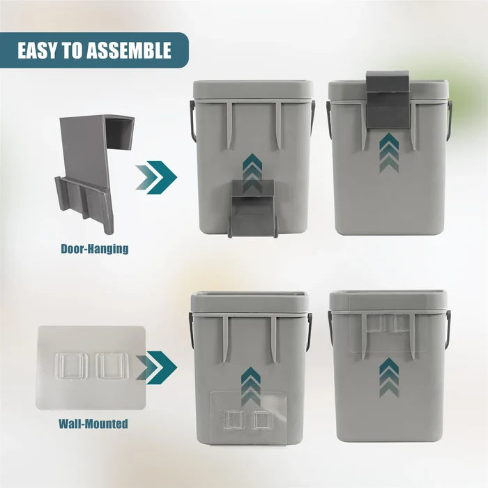Hanging Kitchen Waste Bin with Lid 3L