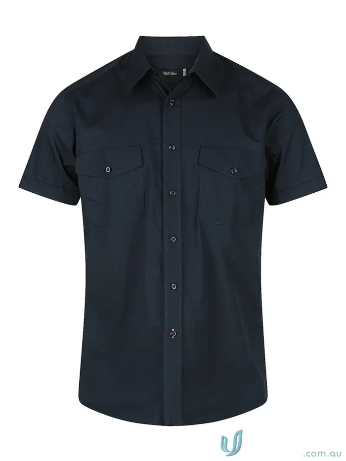 Navy blue short-sleeved work shirt from Harley SS Shirt for uniforms and workwear