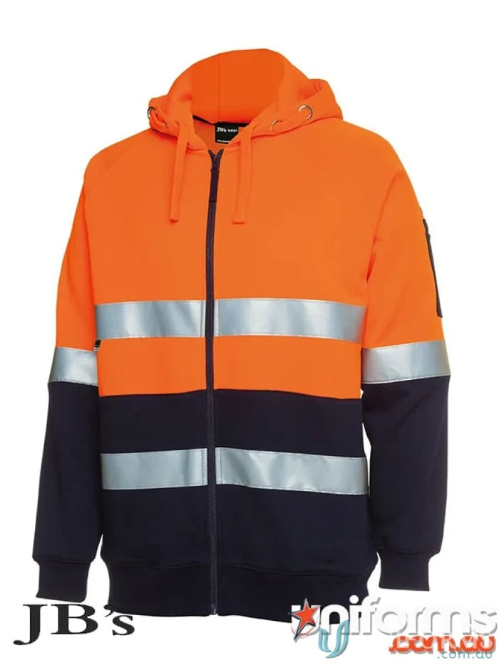 Orange and navy blue hi-vis hoodie from HiVis D+N Fleecy Hoodie, perfect for workwear