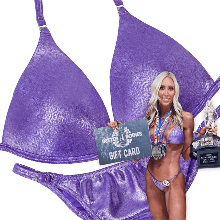 Hologram Lilac Fit Model Competition Suit in purple for NPC bikini competition suit and fit model competition suit